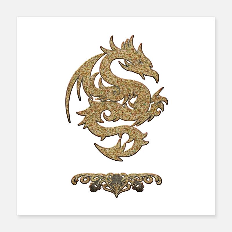 Merveilleux dragon chinois Poster 40 x 40 cm