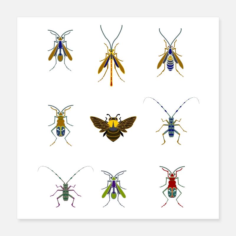 insects mosquitoes bee sting overview fly bug Poster 16" x 16" (40x40 cm)