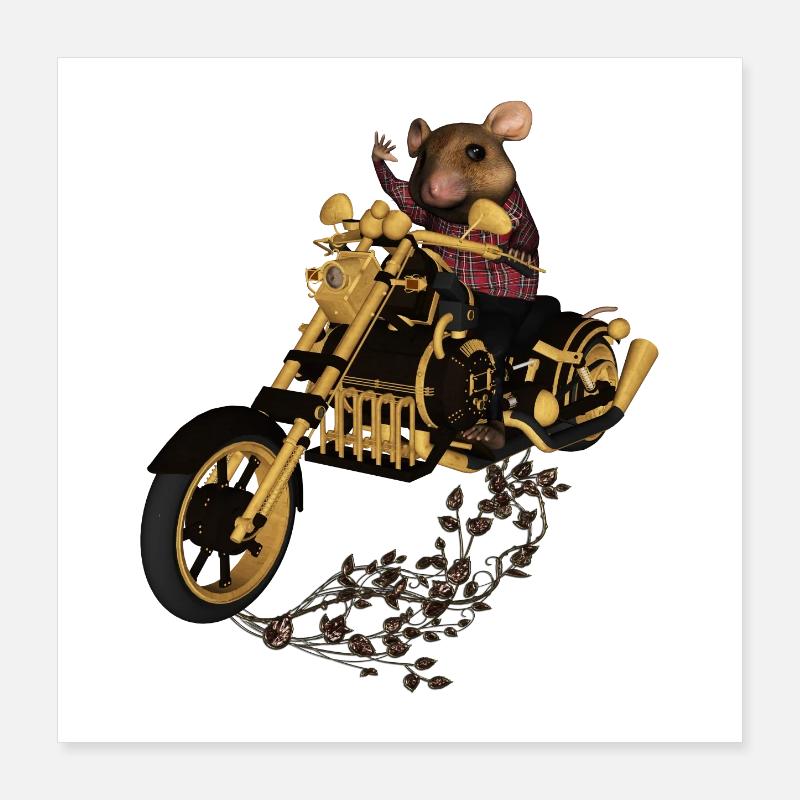 Pattern, funny mouse on a motorcycle Poster 16" x 16" (40x40 cm)