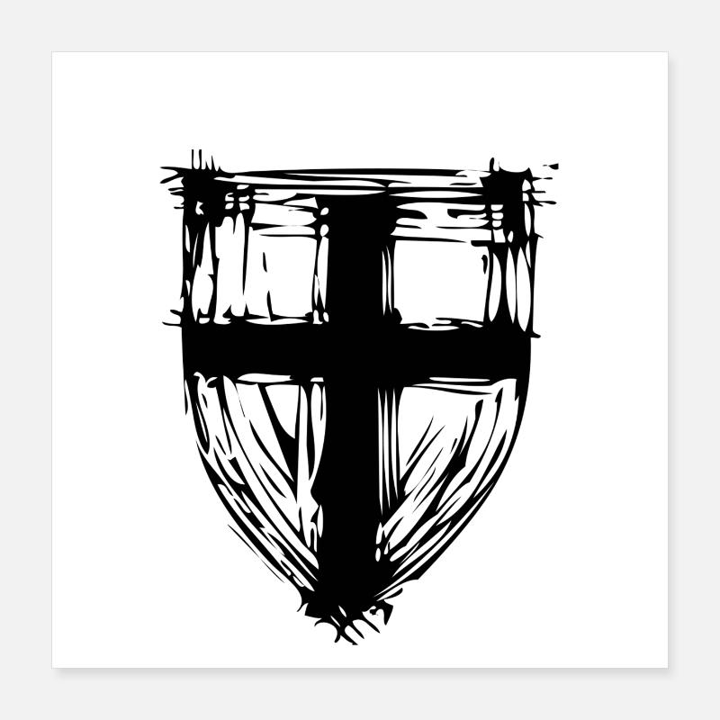 Protective shield with cross Poster 16" x 16" (40x40 cm)