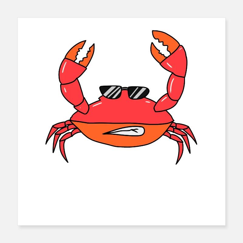 Crabes mignons Crabes Crustacés Poster 40 x 40 cm