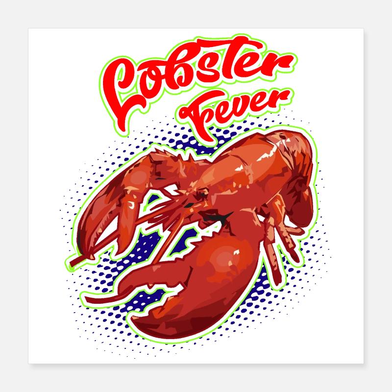 Retro barbecue art with lobster design Poster 16" x 16" (40x40 cm)
