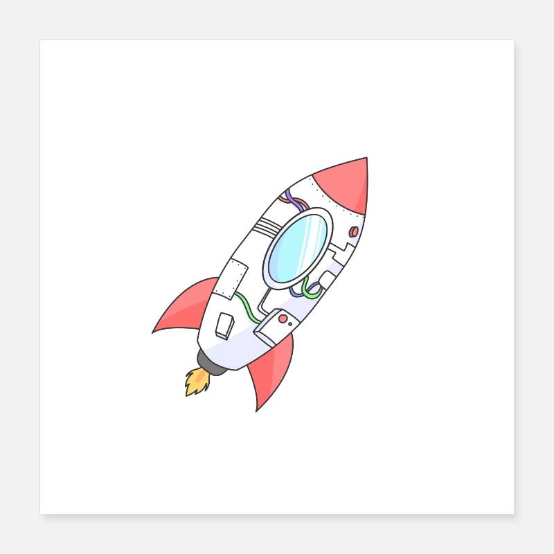 Colorful rocket in orbit Poster 16" x 16" (40x40 cm)