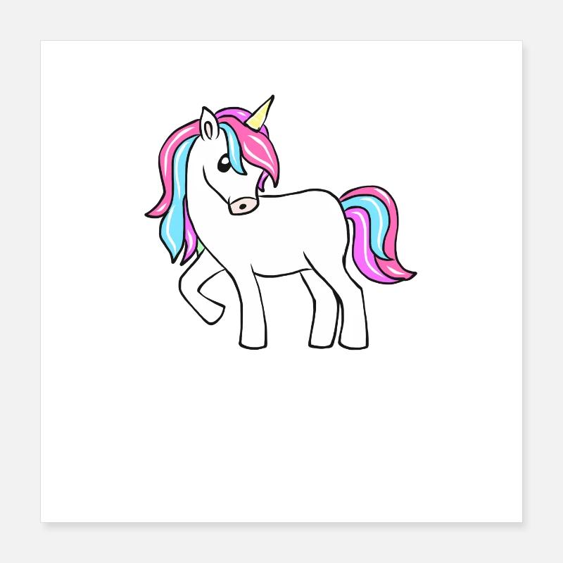 Pastell Unicorn mit buntem Schweif Poster 40x40 cm