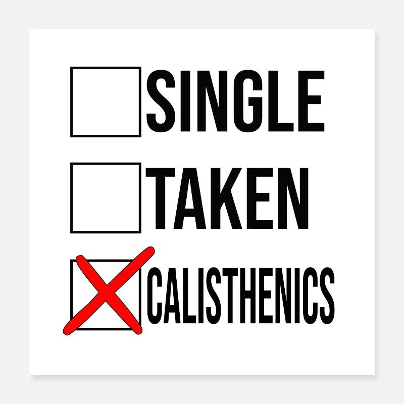 Calisthénie au lieu de relation Conception de cases à cocher Poster 40 x 40 cm
