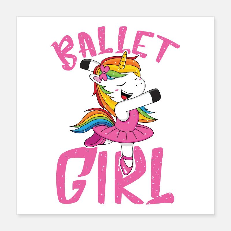 Licorne de ballet à paillettes Poster 40 x 40 cm