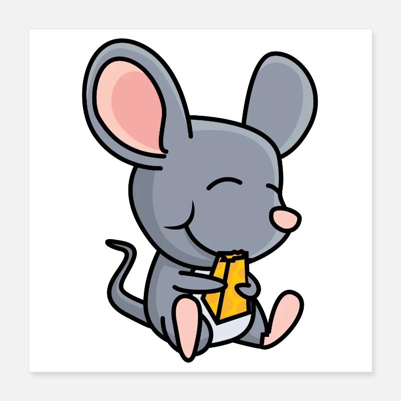 Maus mit Käse Poster 40x40 cm