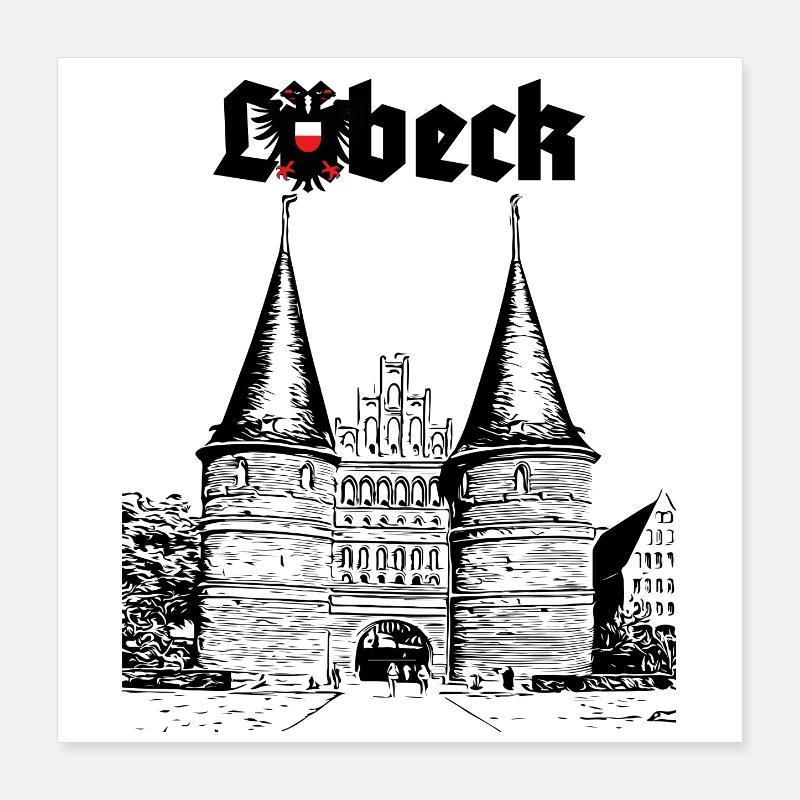 Lübeck - Holsten Gate Poster 16" x 16" (40x40 cm)