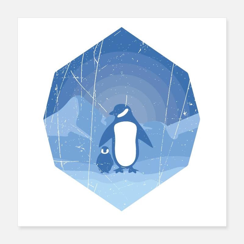 Pinguin Mutter mit Pinguin Baby Poster 40x40 cm