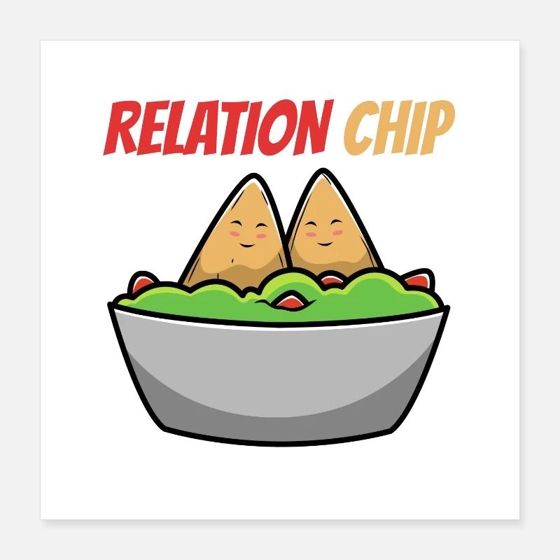 Humorous Avocado Couple with Relation Chip Poster 16" x 16" (40x40 cm)