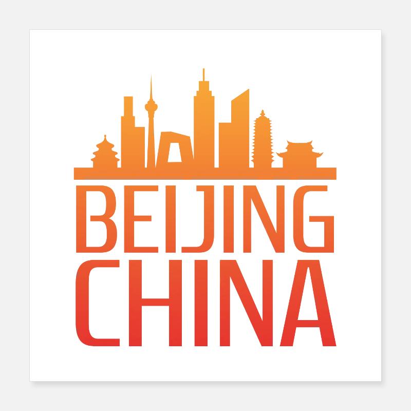 Stylized Beijing Skyline Motif Poster 16" x 16" (40x40 cm)