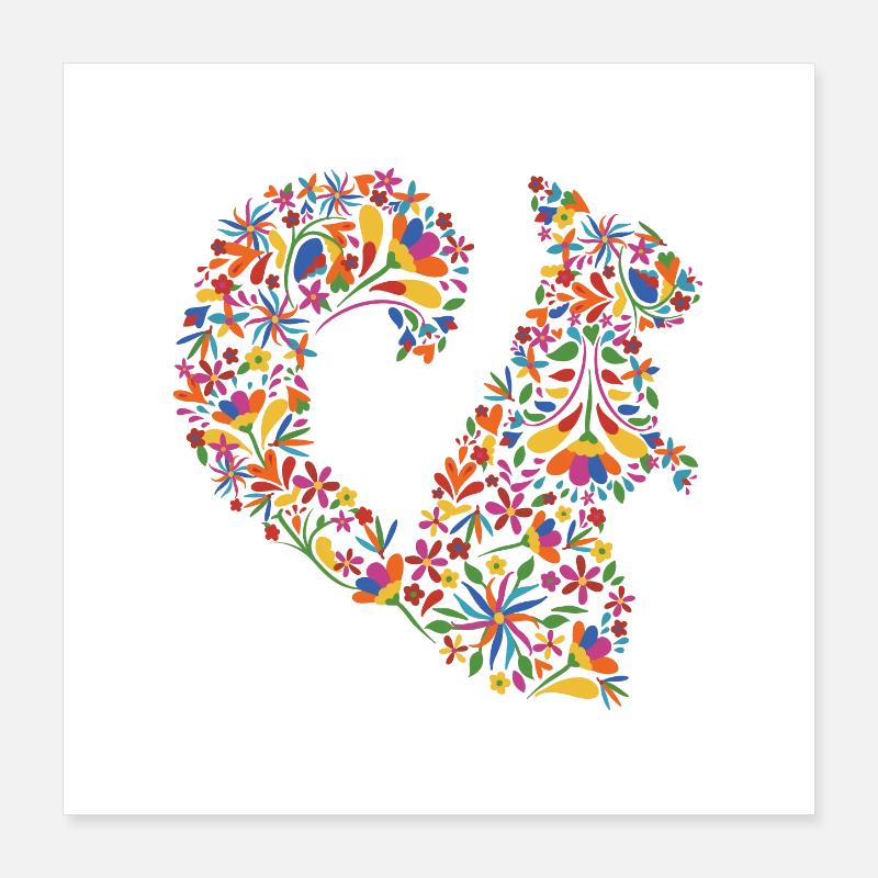 Blumen-Eichhörnchen Poster 40x40 cm