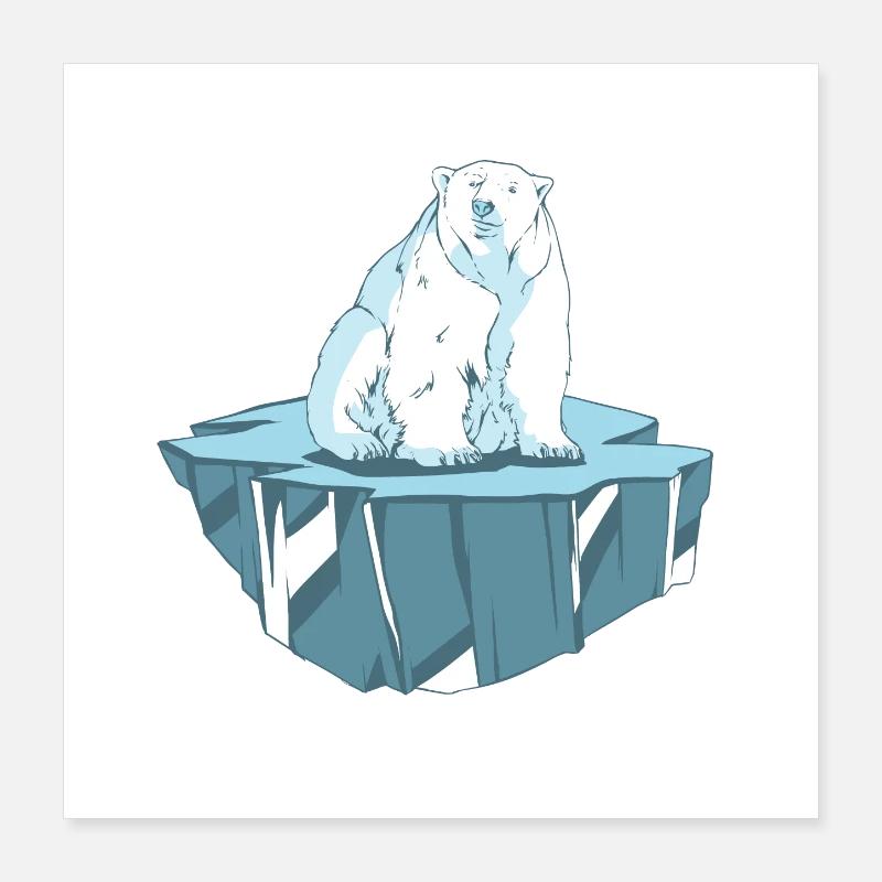 Eisbär auf Eisscholle Poster 40x40 cm