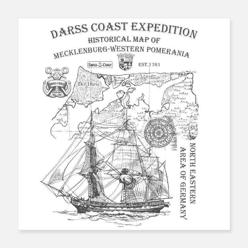 Darss Coast Expedition - historisch Poster 40x40 cm