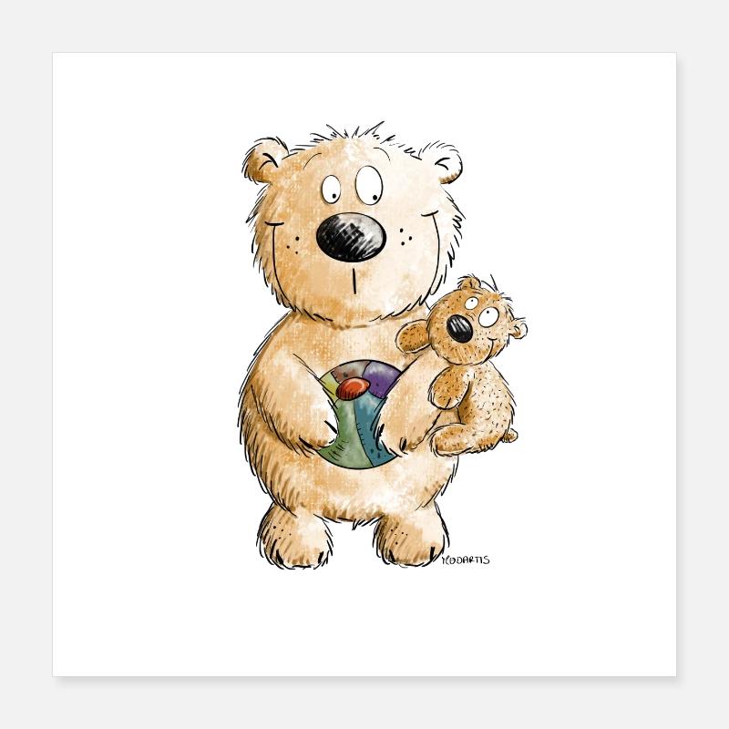 Ours avec Bébé I Animaux BD I Sauvage Poster 40 x 40 cm