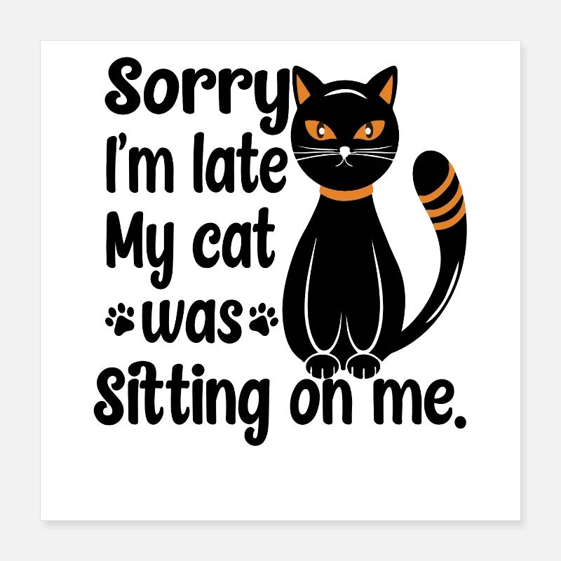 Schwarze sitzende Katze Poster 40x40 cm