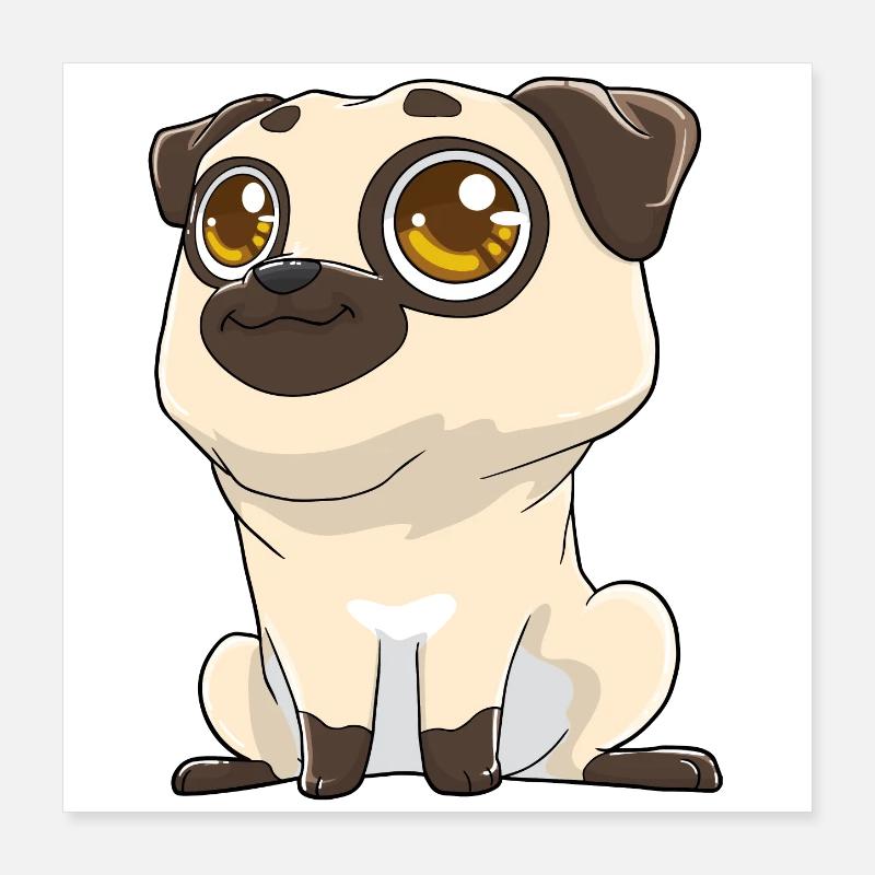 Süßer Mops mit großen Augen Poster 40x40 cm