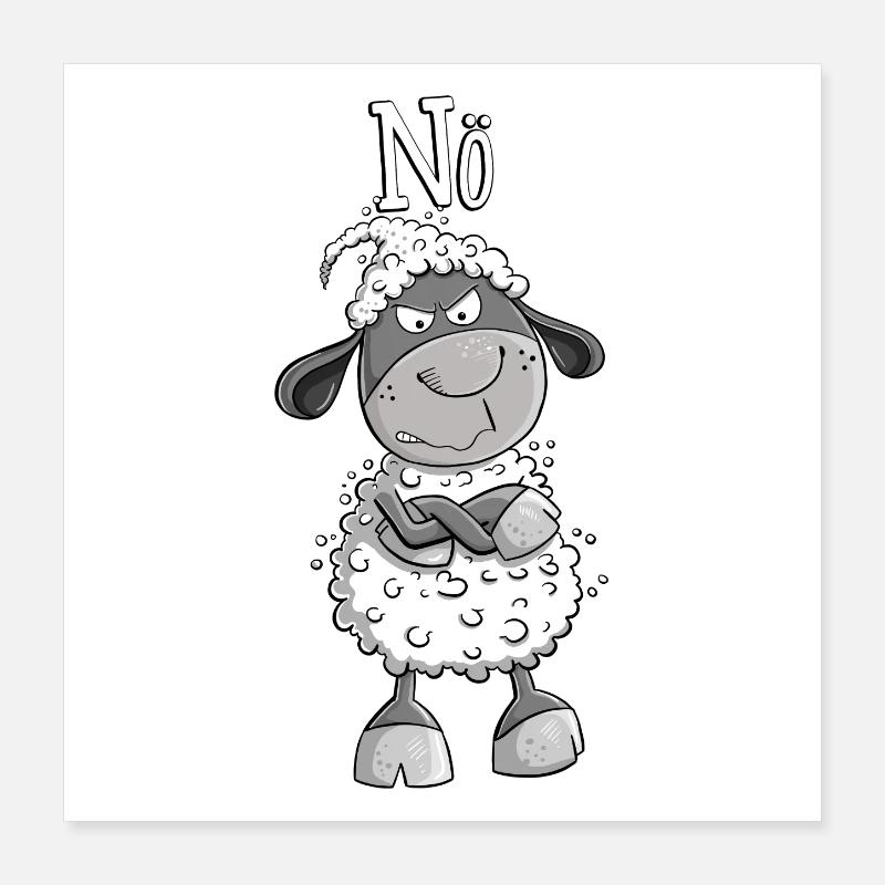 Nö Schaf I Nein Statement Comic Tiermotiv Fun Poster 40x40 cm