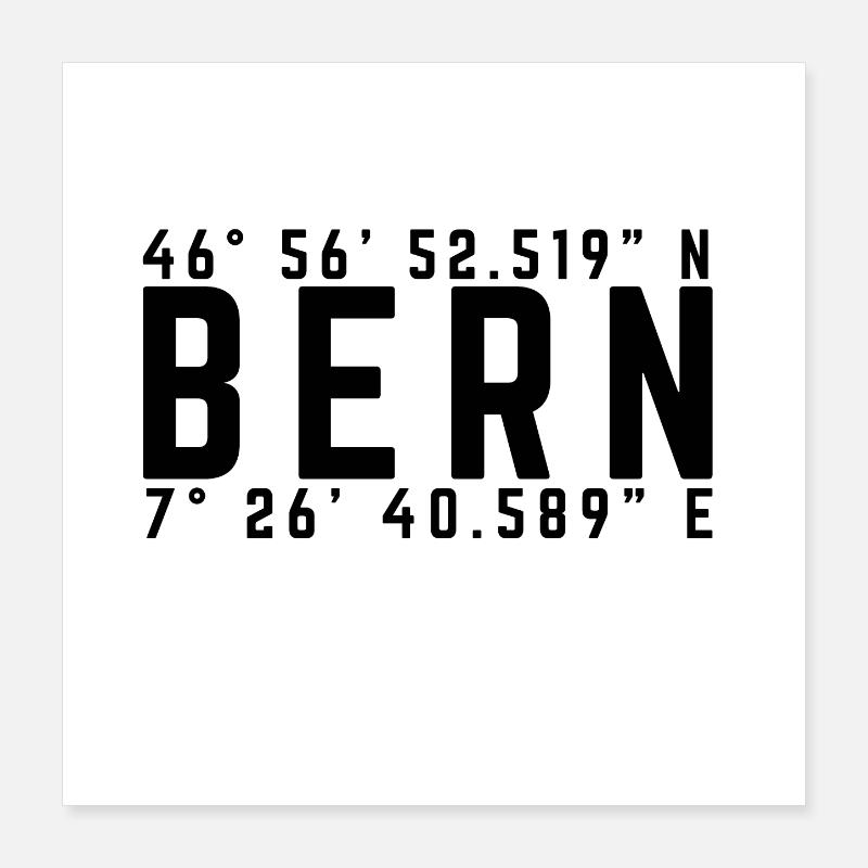 Bern Houptstadt coordinates Poster 16" x 16" (40x40 cm)