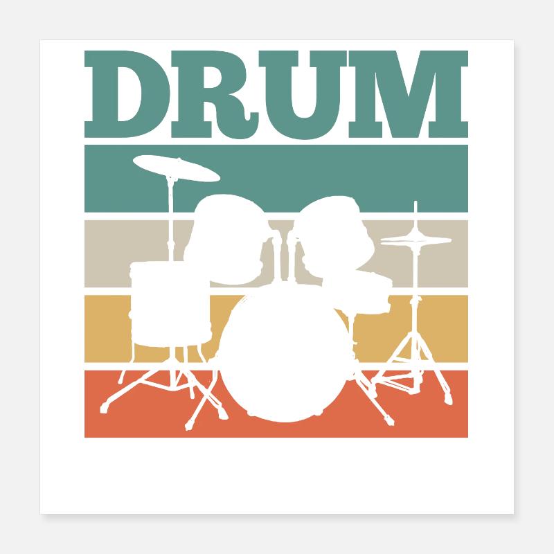 Drummer Drums Retro Poster 40 x 40 cm