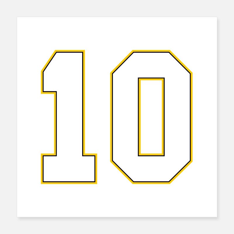 Maillot 10 numéros Poster 40 x 40 cm