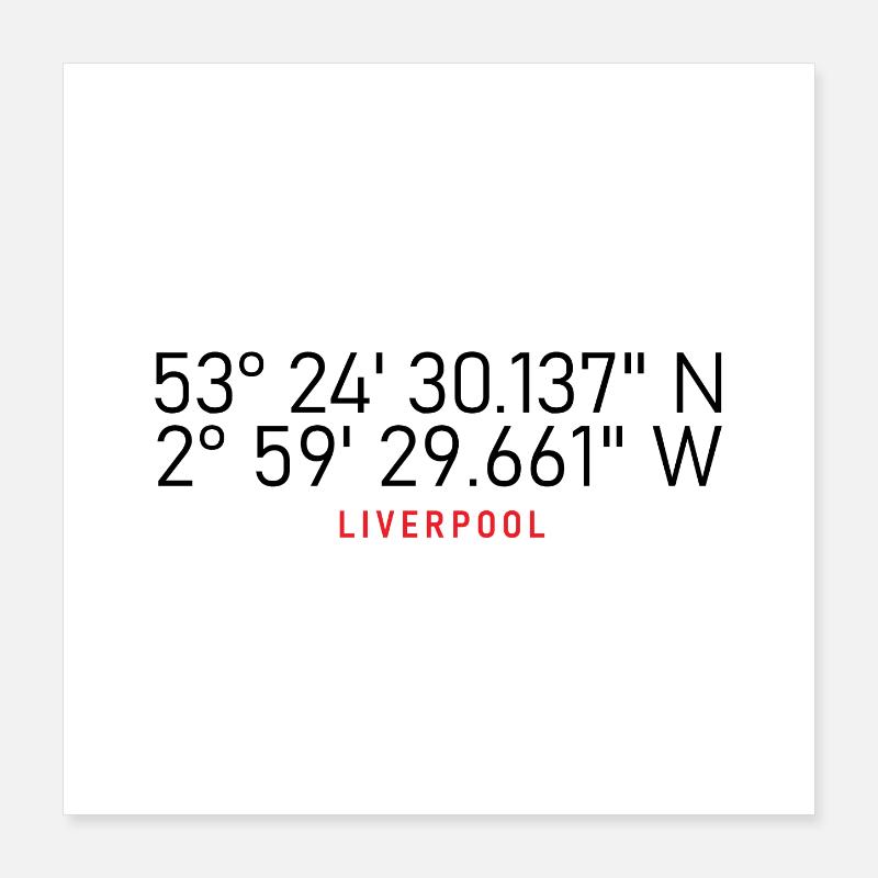 Liverpool coordinates Poster 16" x 16" (40x40 cm)
