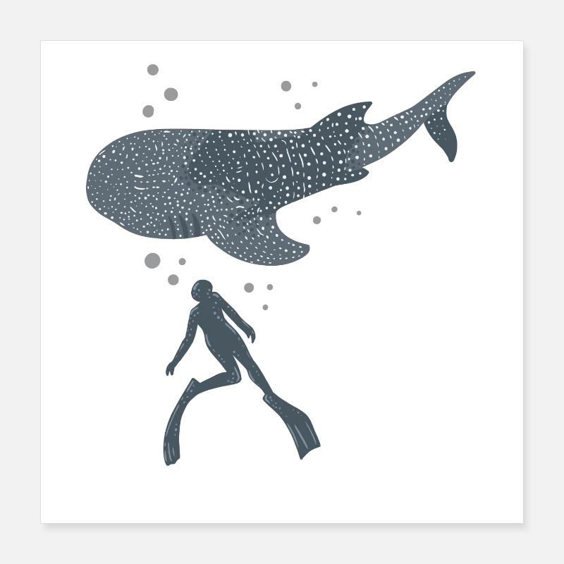 Whale Shark Freediver Poster 16" x 16" (40x40 cm)
