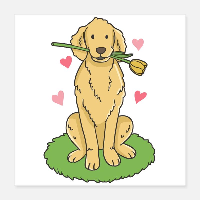 Golden Retriever Kawaii Poster 40 x 40 cm