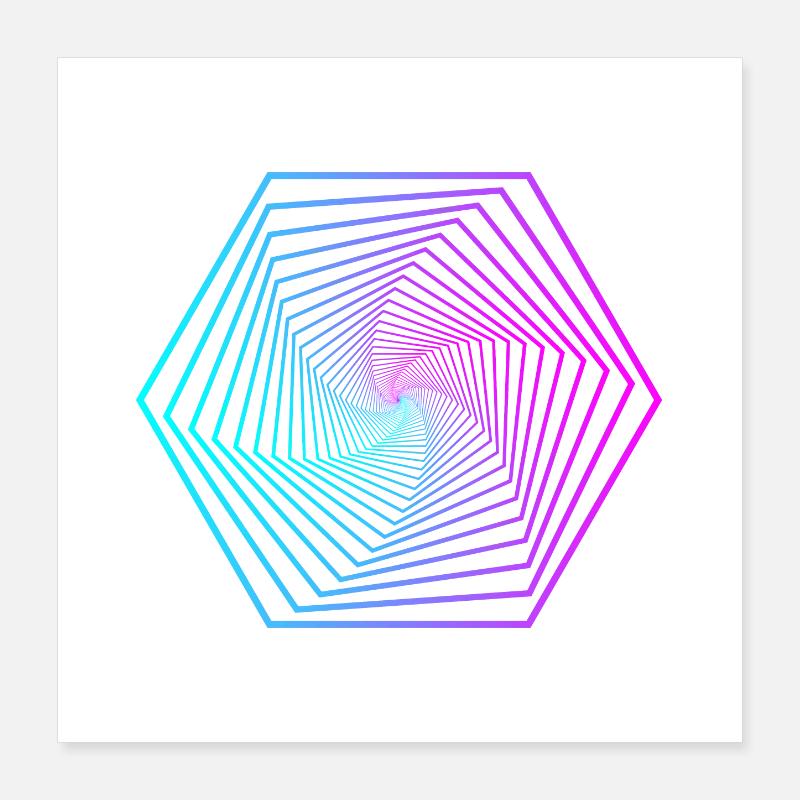 Neon Polygon Spiral Gradient Poster 16" x 16" (40x40 cm)