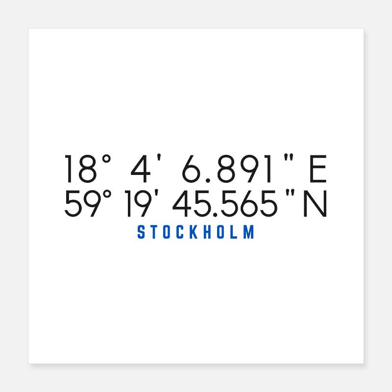 Stockholm Coordinates Chart Poster 16" x 16" (40x40 cm)