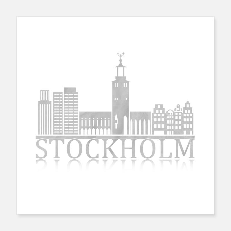 Stockholm Skyline Reflection Poster 16" x 16" (40x40 cm)