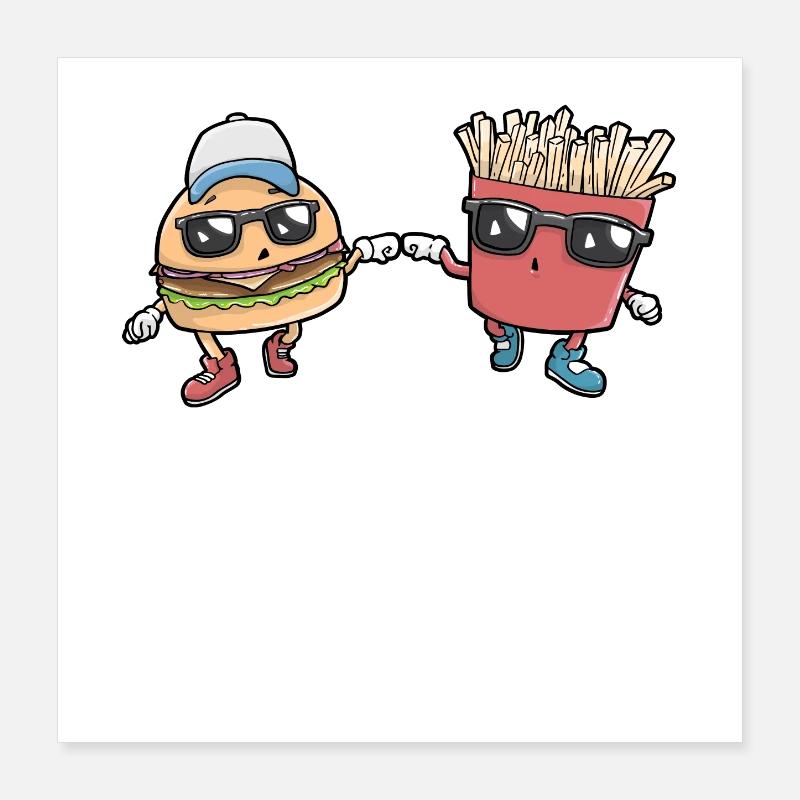 Burger und Pommes Poster 40x40 cm