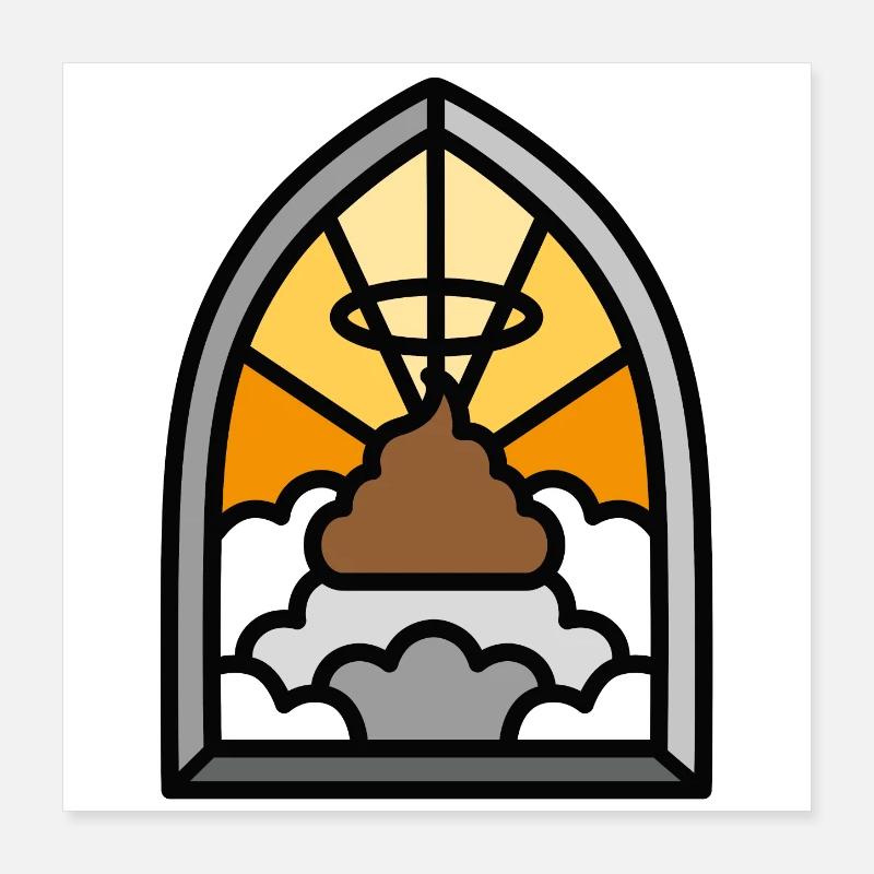 Holy Shit vitrail église drôle de merde jeu de mots meme Poster 40 x 40 cm