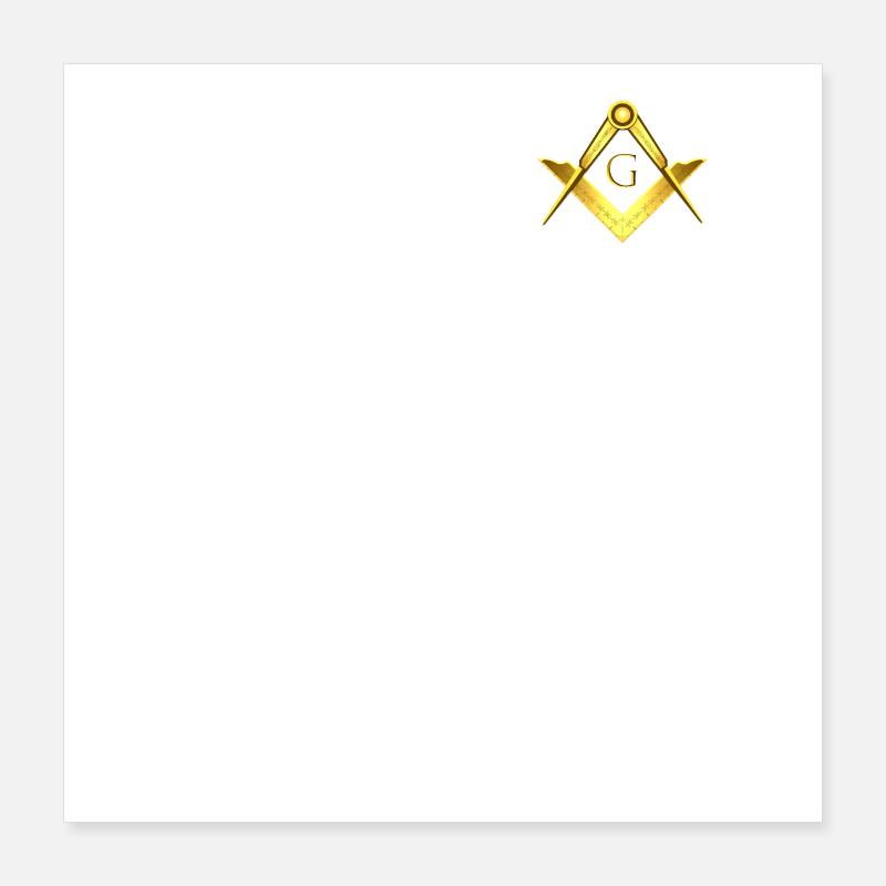 Franc-maçon Symbole Angle Boussole Or Franc-Maçonnerie Poster 40 x 40 cm