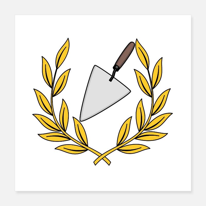 Laurel wreath craft bricklayer trowel Poster 16" x 16" (40x40 cm)