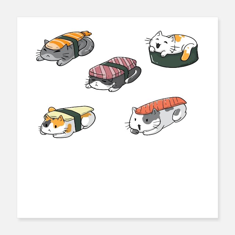 Sushi Cats Poster 40 x 40 cm