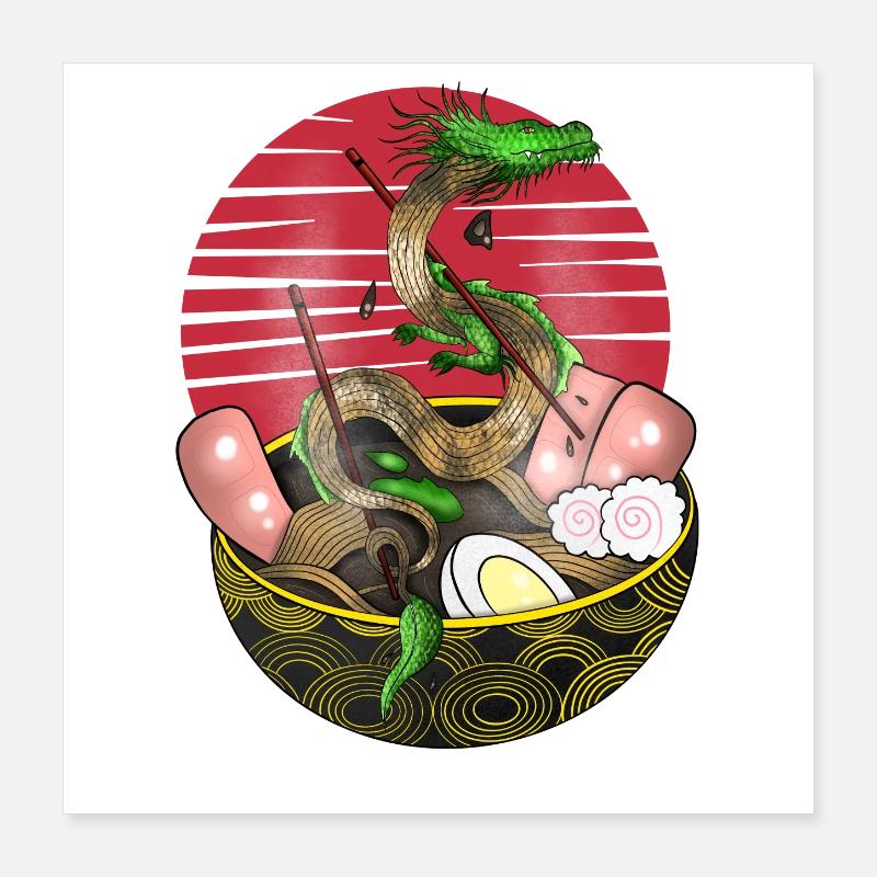 Drachen ramen Poster 40x40 cm