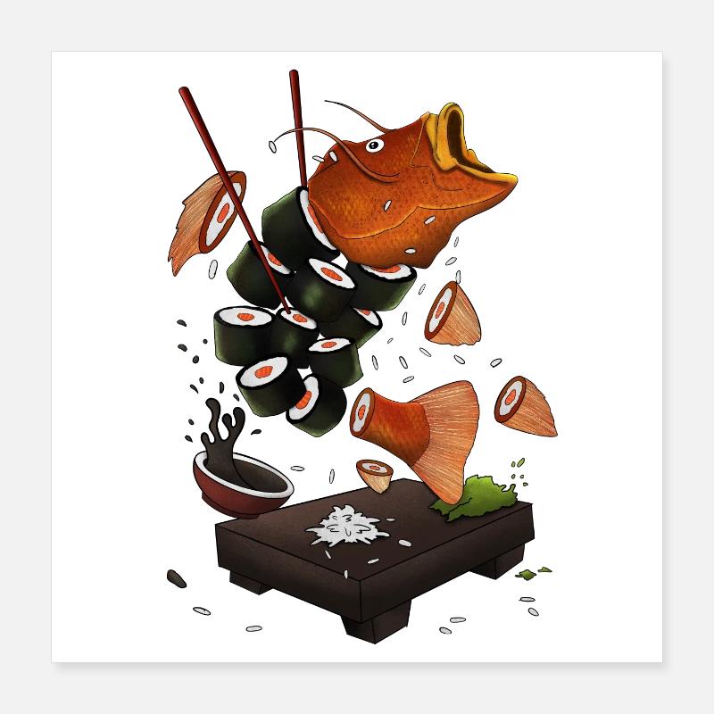 Fisch-Sushi Poster 40x40 cm