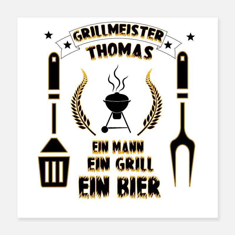 Grillmeister Thomas Grill Geschenk Poster 40x40 cm