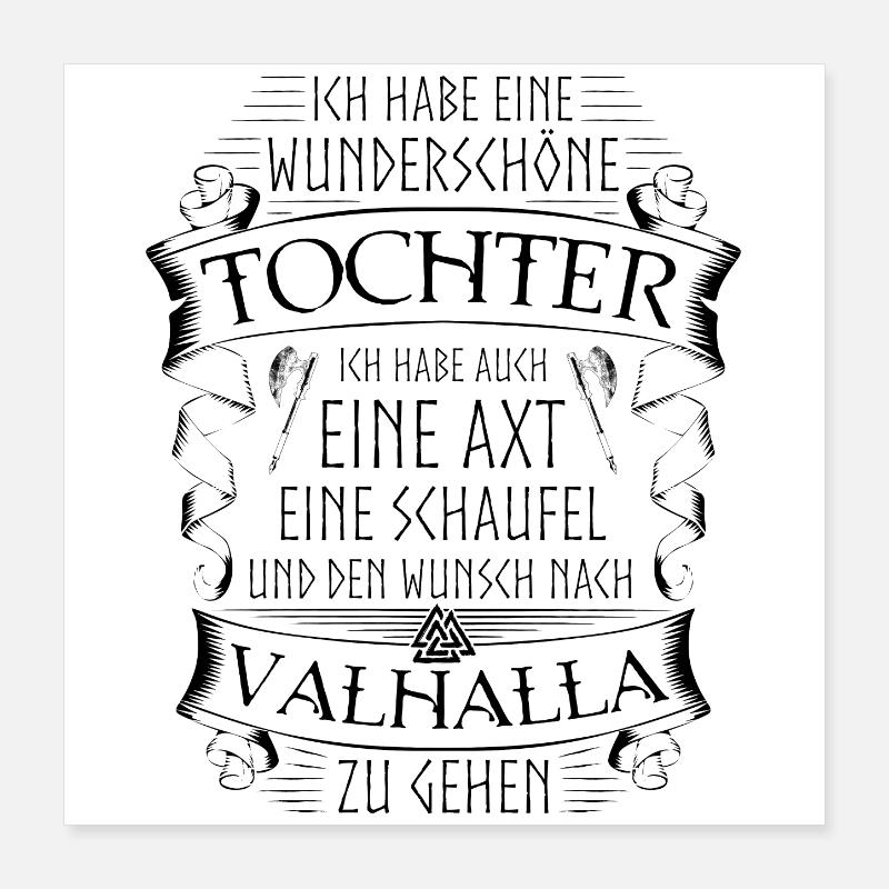 Vater Tochter Wikinger Spruch Valknut Valhalla Poster 40x40 cm