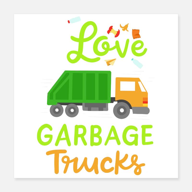 Garbage Truck Garbage Day Poster 16" x 16" (40x40 cm)