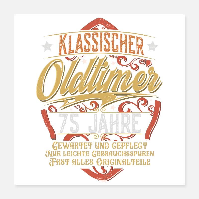 75. Geburtstag Oldtimer Poster 40x40 cm