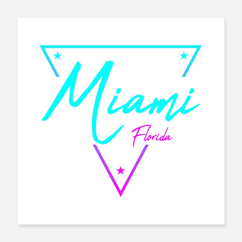 Miami Neon Font Gradient Poster 16" x 16" (40x40 cm)