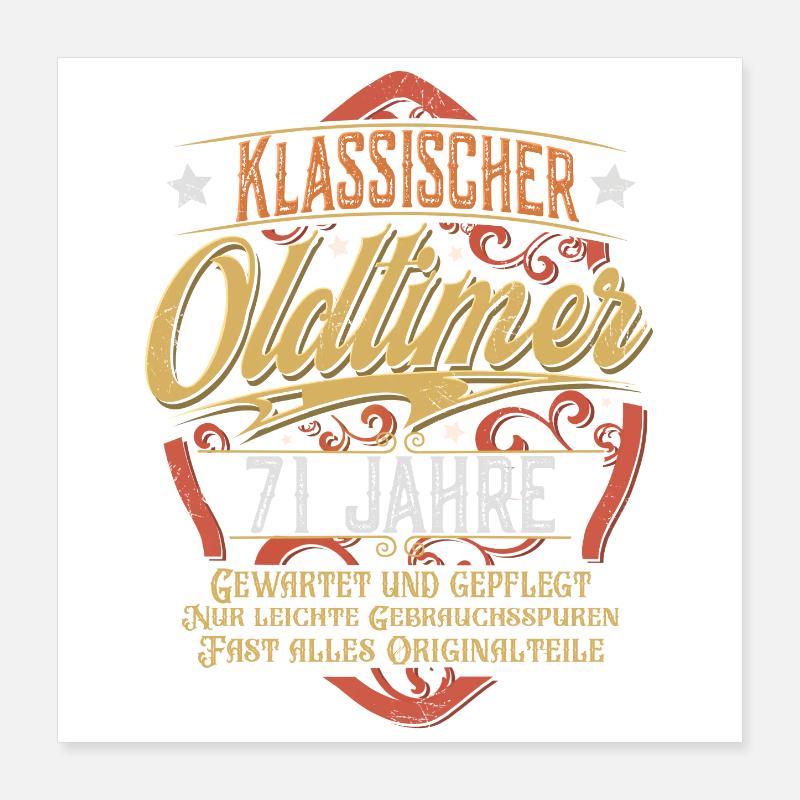 71. Geburtstag Oldtimer Poster 40x40 cm