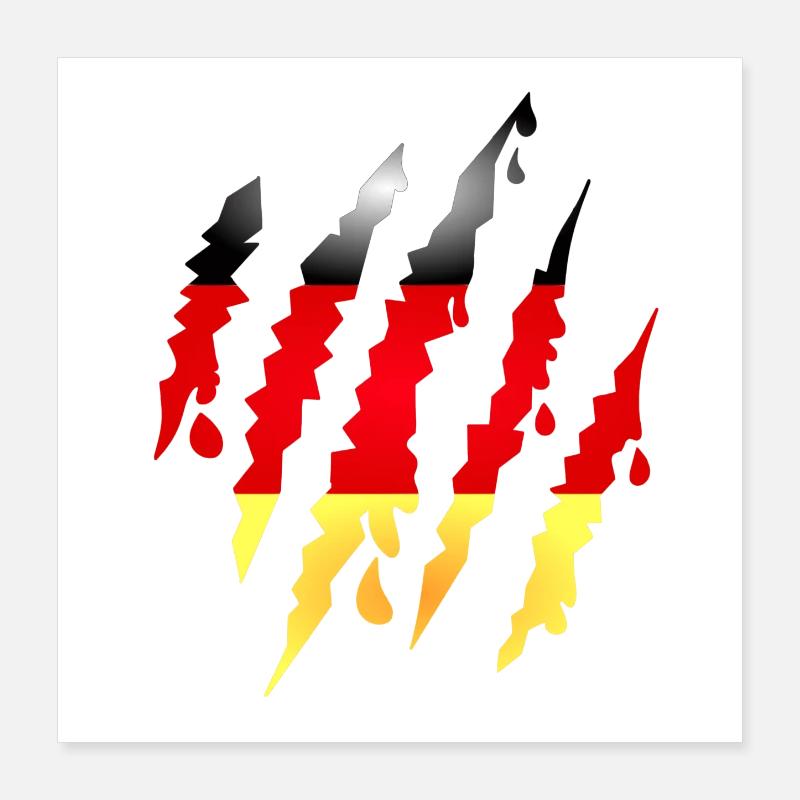 Claw scratches with Germany flag Poster 16" x 16" (40x40 cm)