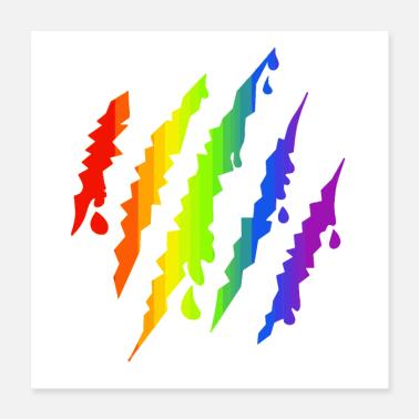 Pride LGBTQ Rainbow Scratch Mark Poster 40 x 40 cm
