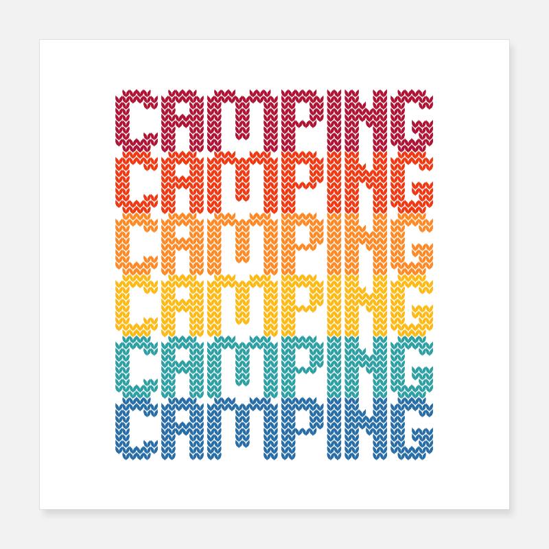 Camping Regenbogen Blockschrift Poster 40x40 cm