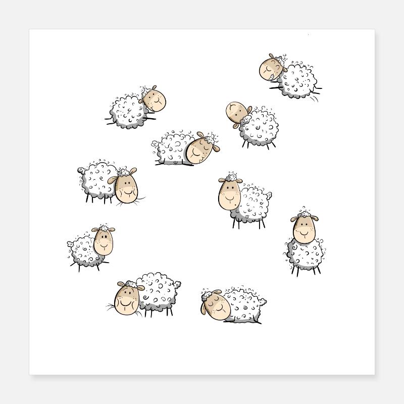 Small flock of sheep I Sheep I Sheep Comic Poster 16" x 16" (40x40 cm)