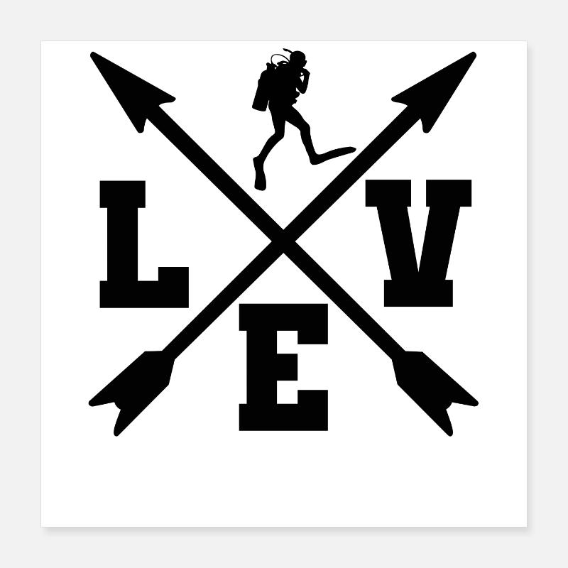 Divers Diving Poster 16" x 16" (40x40 cm)