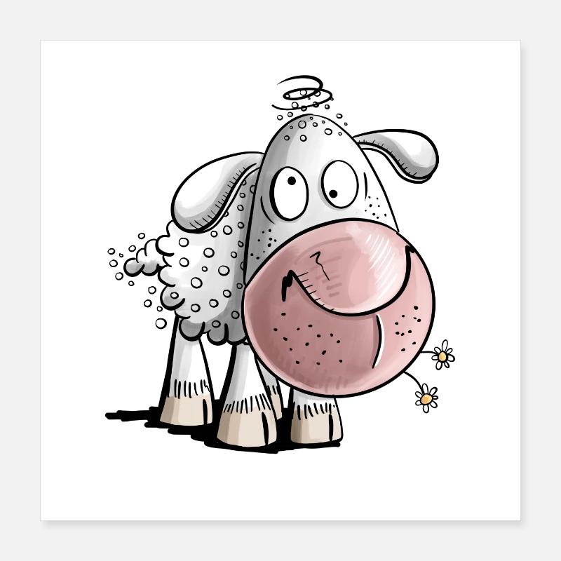 Crazy Sheep I Drôle de mouton Poster 40 x 40 cm